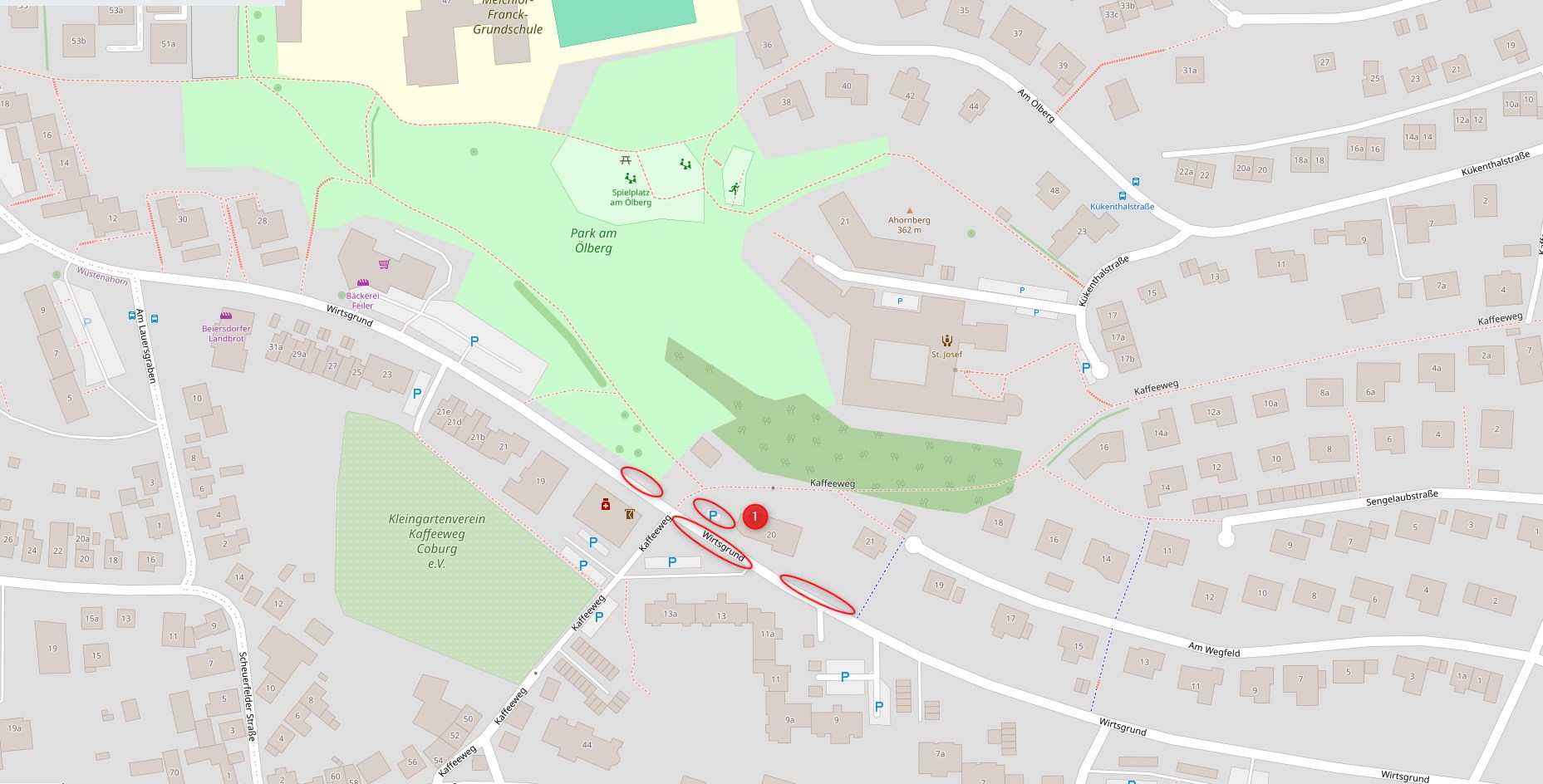 openstreetmap wirtsgrund parkplatz